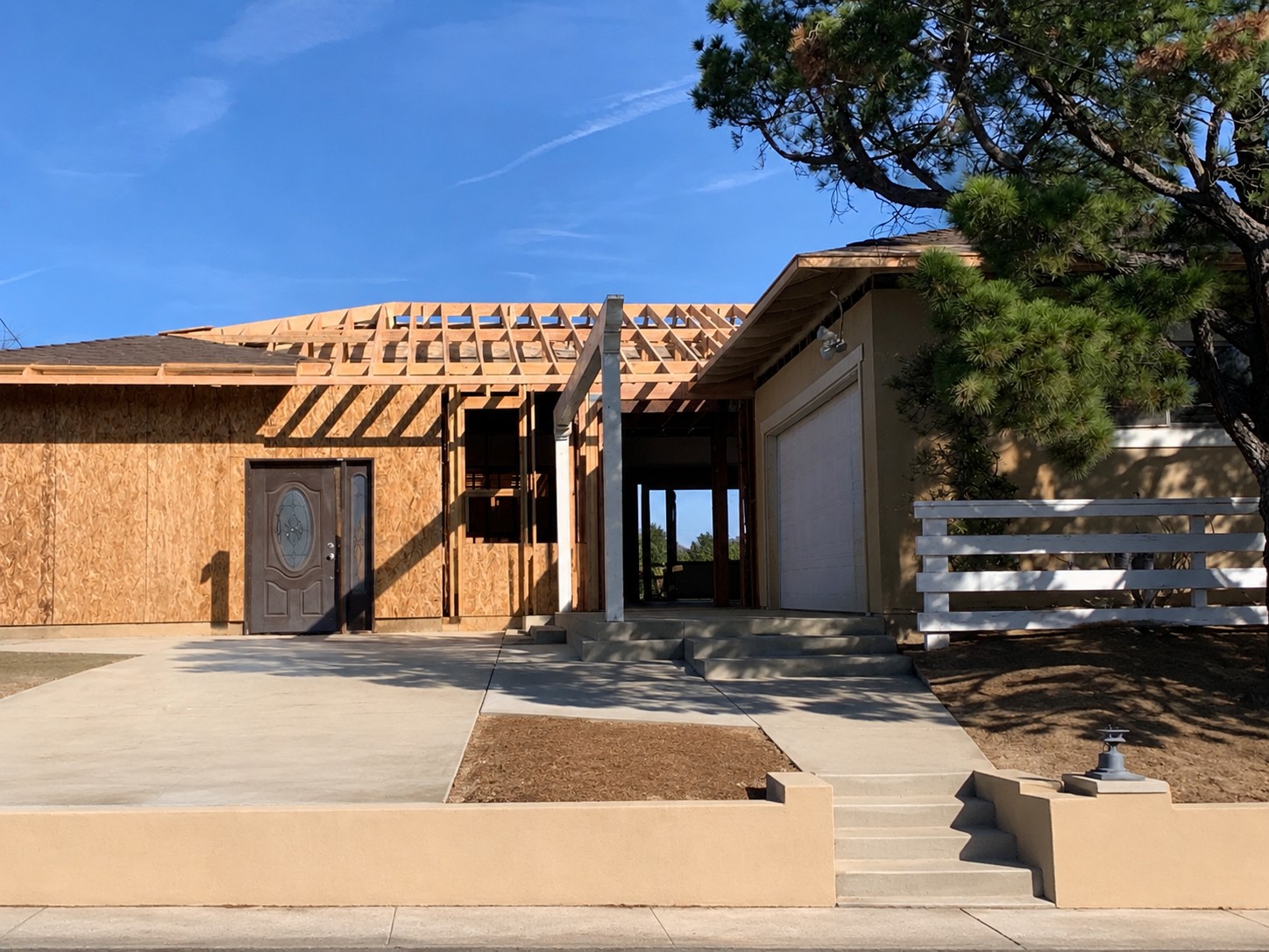 Rancho Palos Verdes home during the framing phase of an exterior remodel